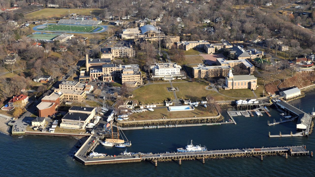 The prestigious Merchant Marine Academy, which sits on the north shore of Long Island in Kings Point, New York, is a federal service academy that serves as a training ground for future military officers, ship engineers and shipping captains.