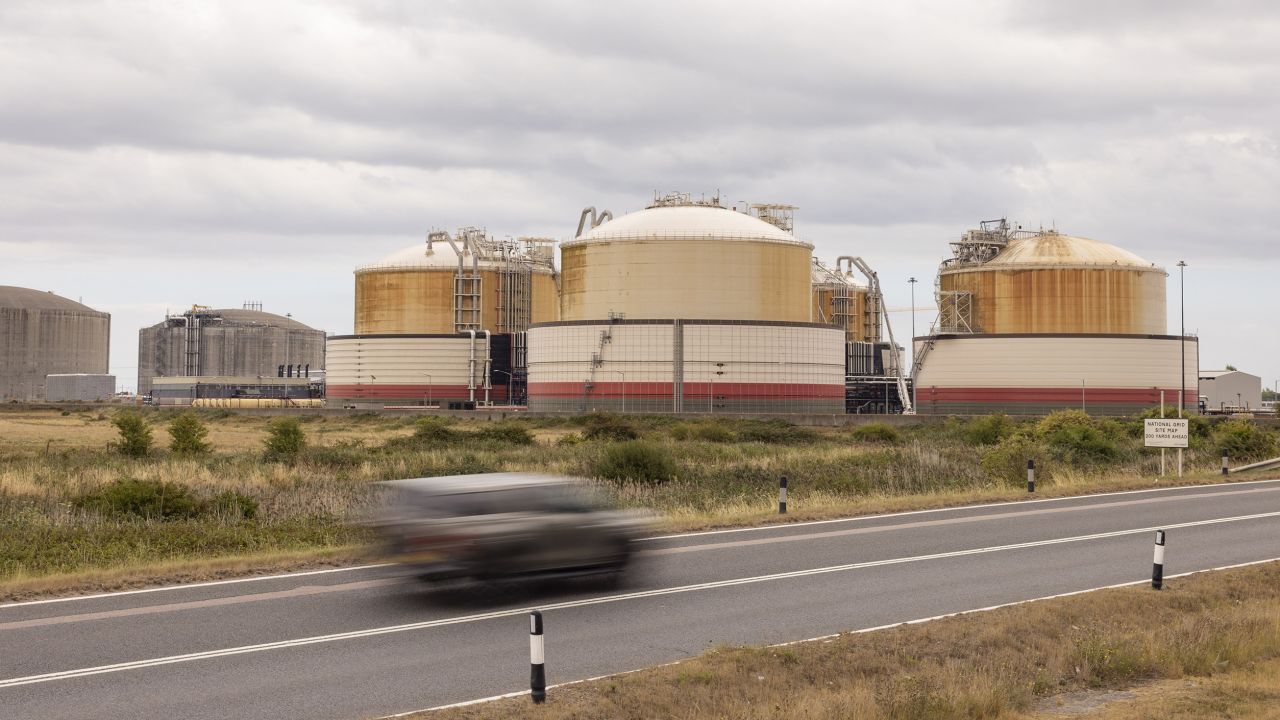 Storage tanks at Grain LNG importation terminal, operated by National Grid Plc, on the Isle of Grain, UK, on August 22, 2022.