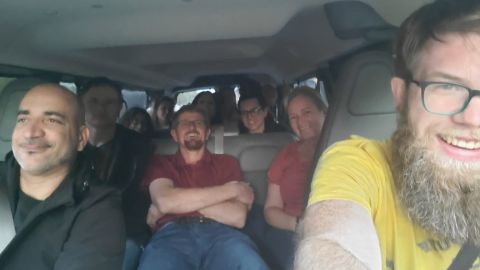  A story about how 13 strangers came together to drive a van from Orlando, Florida to Knoxville, Tennessee earlier this week when their flight was canceled.
