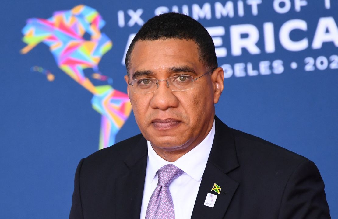 Jamaican Prime Minister Andrew Holness arrives for the opening session of the 9th Summit of the Americas in Los Angeles, California, June 9, 2022. 