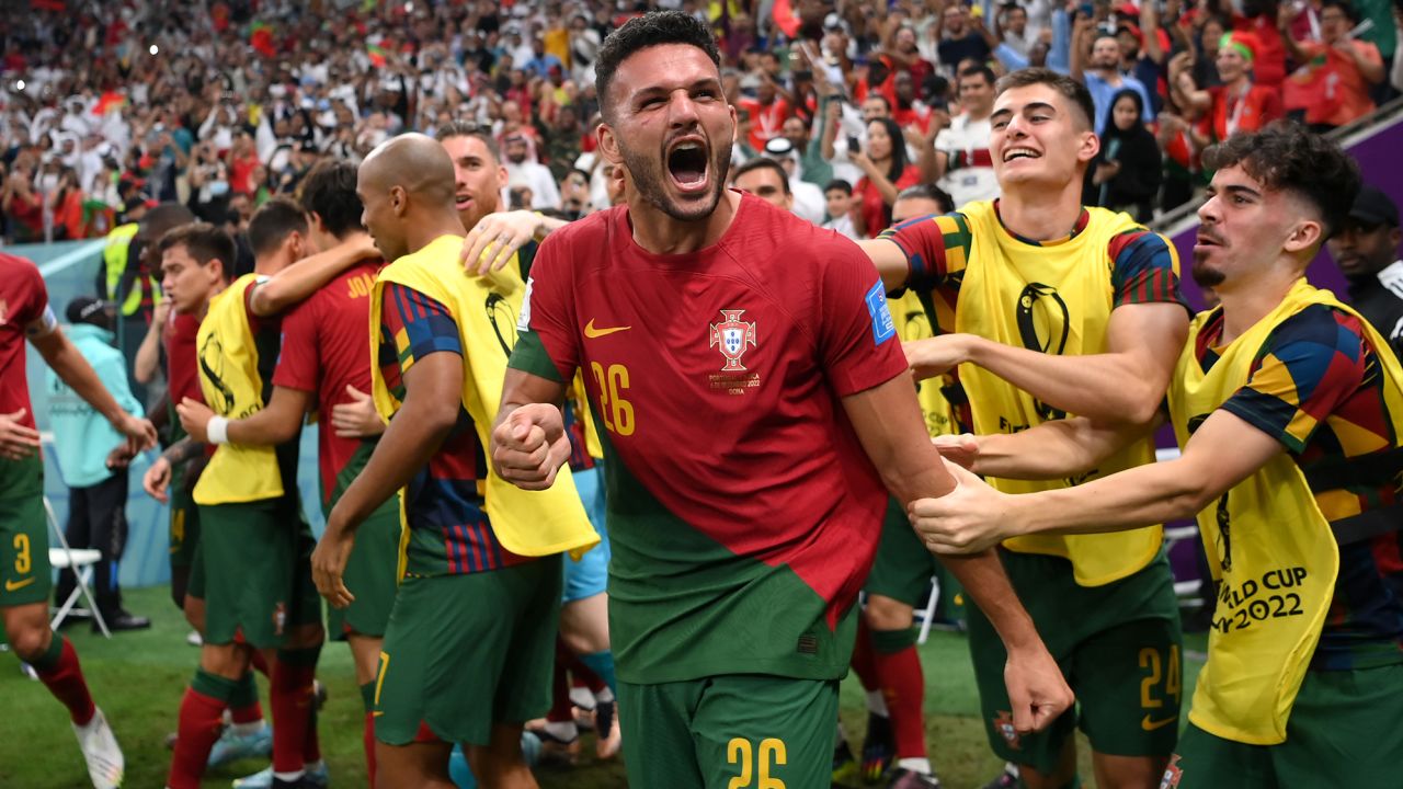 Ramos celebrates after scoring against Switzerland. 