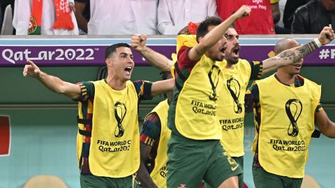 Cristiano Ronaldo was supportive of his Portuguese teammates from the bench.