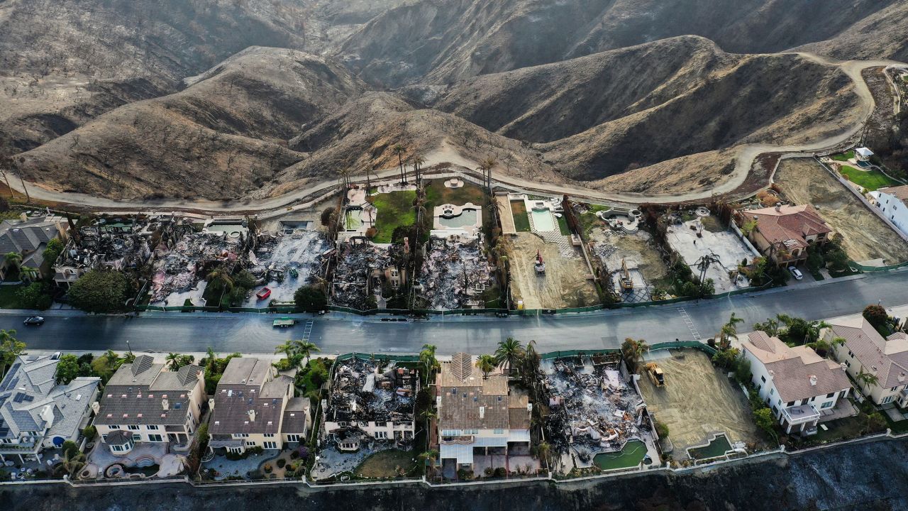 Some of the 20 hillside homes destroyed by the Coastal Fire this summer in Laguna Niguel, California.