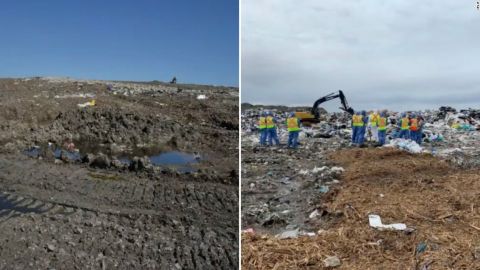 Police shared images comparing Prairie Green landfill, left, to Brady landfill, right. 