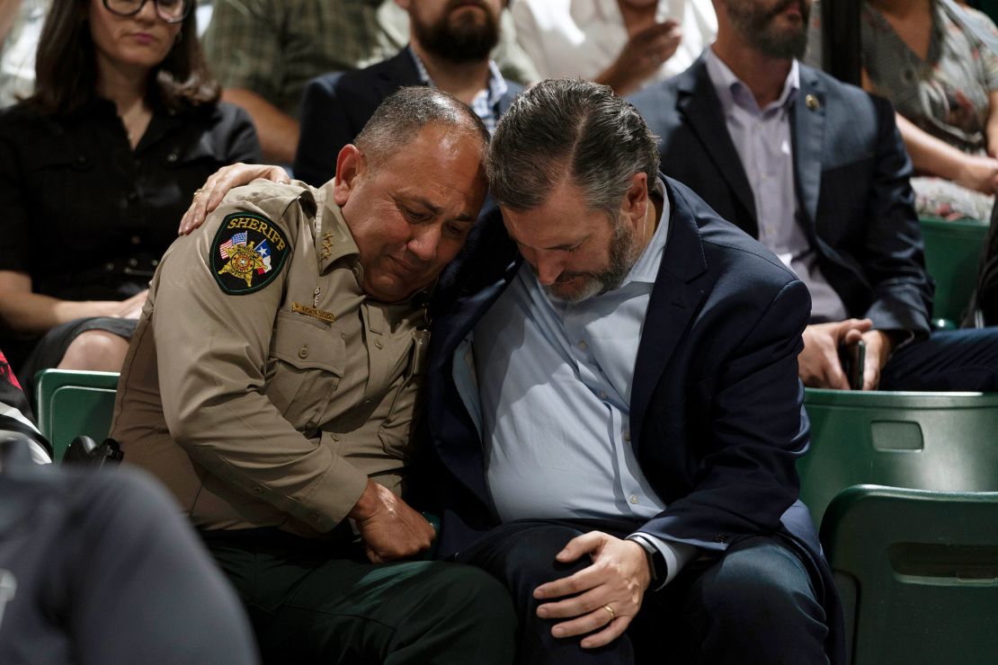 Sheriff Ruben Nolasco sat next to US Sen. Ted Cruz of Texas at a prayer vigil the day after the massacre. 