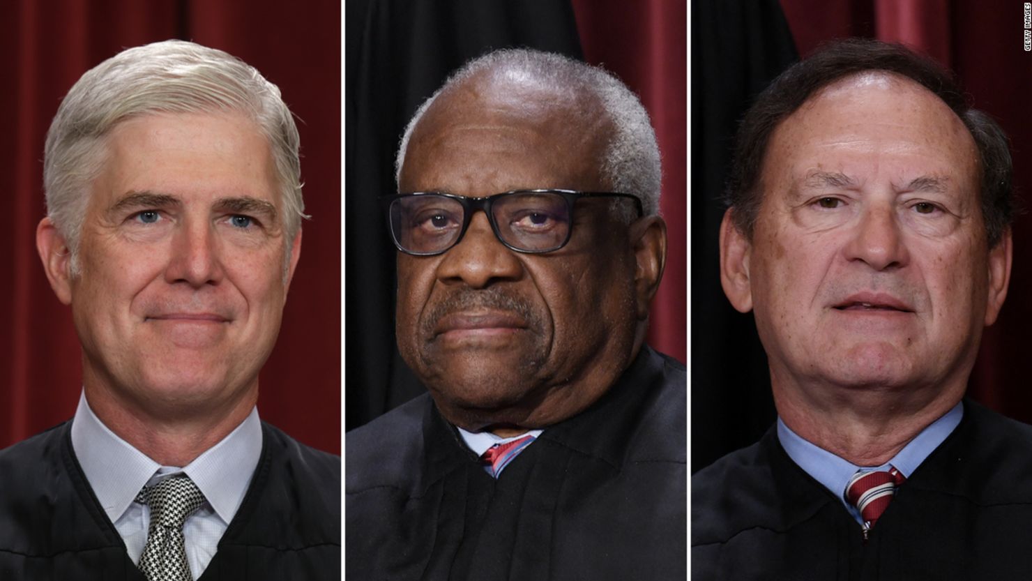 Justices Neil Gorsuch, Clarence Thomas and Samuel Alito.