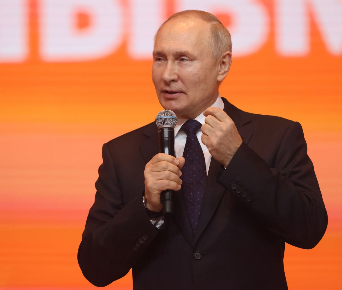 Russian President Vladimir Putin speaks at an award ceremony in Moscow on December 5, 2022.