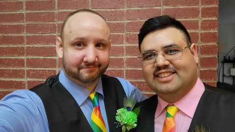James Slaugh (left), pictured here with his boyfriend, Jancarlos. 