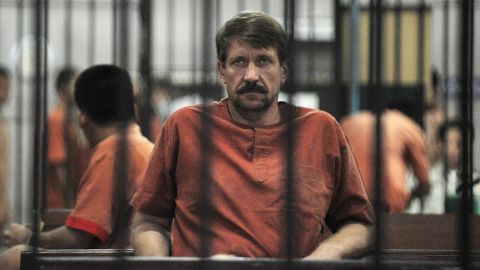 Viktor Bout is pictured in a temporary cell ahead of a hearing at a court in Bangkok in August 2010.