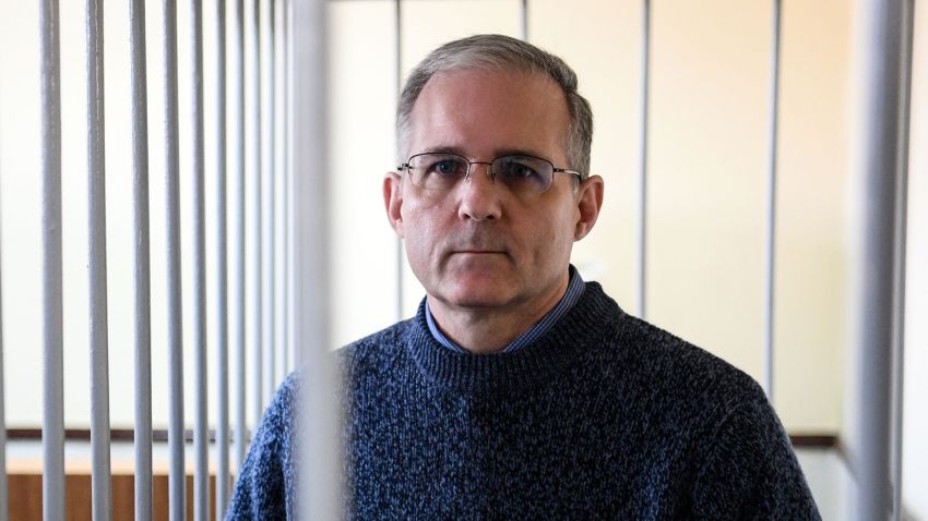 Paul Whelan, a former U.S. Marine charged with espionage and arrested in Russia, stands inside a cage of defendants during a hearing in a Moscow court on August 23, 2019. (Photo by Kirill KUDRYAVTSEV / AFP) (Photo credit should read KIRILL KUDRYAVTSEV/ AFP via Getty Images)
