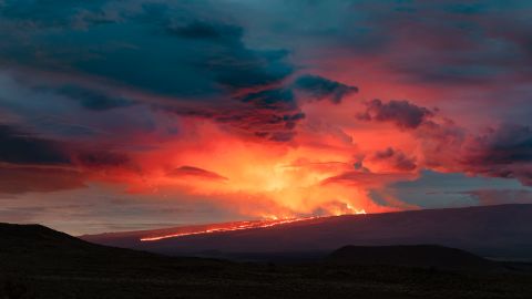 In a photograph by Kale, lava can be seen flowing from Mauna Loa on November 29.