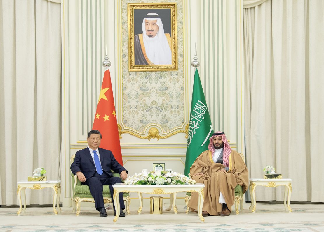 The official welcoming ceremony for the Chinese president at the Palace of Yamamah in Riyadh on Thursday.