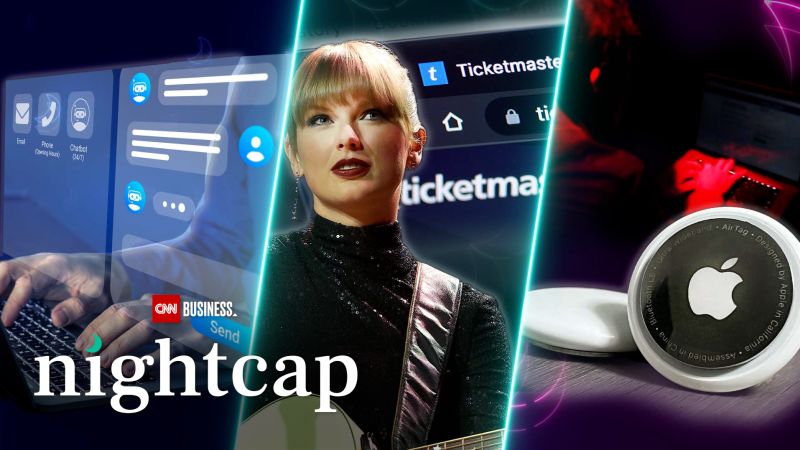 Video: ‘Swifties’ take on Ticketmaster, new AI chatbot coming for your job and Apple sued for AirTag stalking on CNN Nightcap | CNN Business