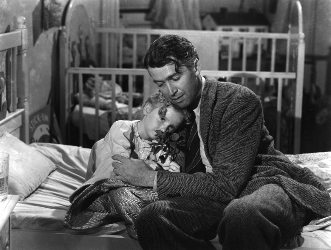 Karolyn Grimes and James Stewart in "It's A Wonderful Life."