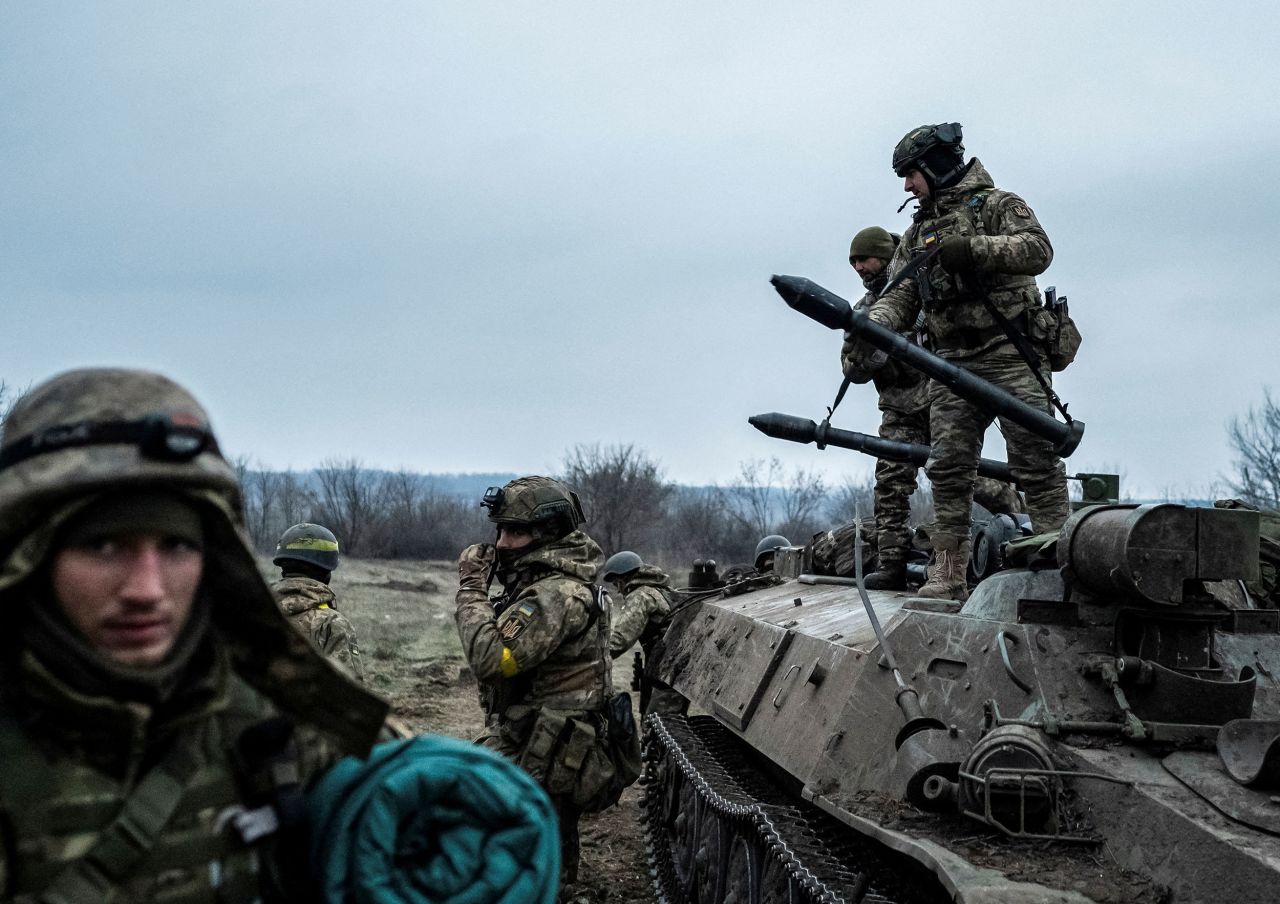 Ukrainian servicemen are deployed near the town of Lyman, Ukraine, on the front lines of fighting with Russia, on Thursday, December 8.