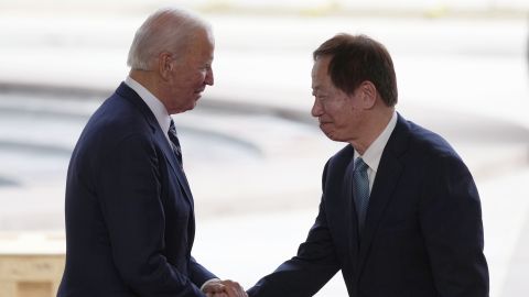 US President Joe Biden and Taiwan Semiconductor Manufacturing Company Chairman Mark Liu after touring the TSMC facility under construction in Phoenix, Arizona.