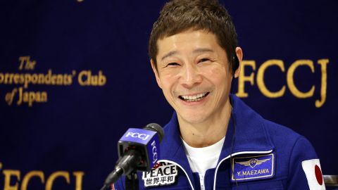 Japanese fashion mogul Yusaku Maezawa has chosen eight passengers who will join him on a trip around the moon on the SpaceX Starship spacecraft. He's seen in Tokyo on January 7. 