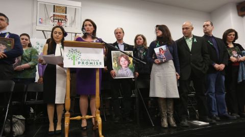 Parents of the Sandy Hook Elementary School massacre victims speak during a 2013 press conference in Newtown, Connecticut.