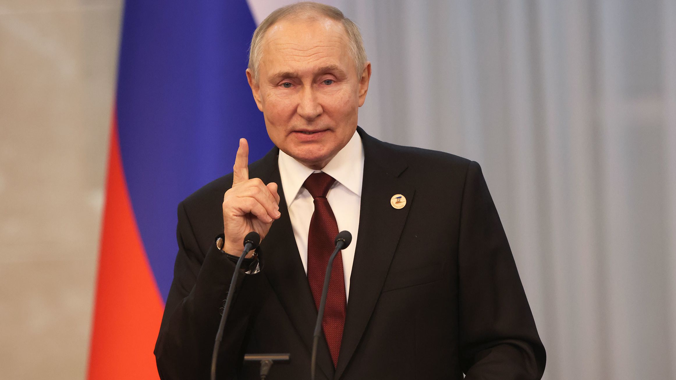 Russian President Vladimir Putin was speaking at a news conference in the Kyrgyzstan capital Bishkek.