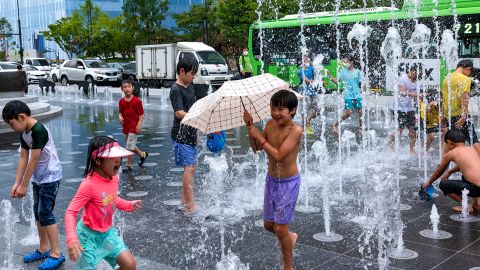 Children play in Gwanghwamun Square in Seoul, South Korea, on August 17.