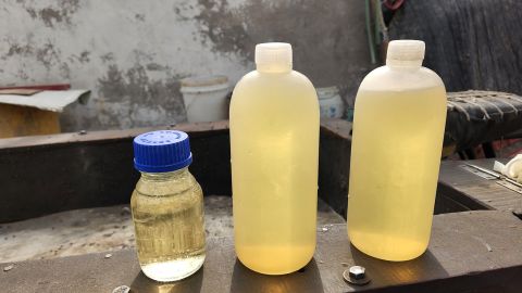 A groundwater sample from the Bhalswa landfill site in northwest Delhi.