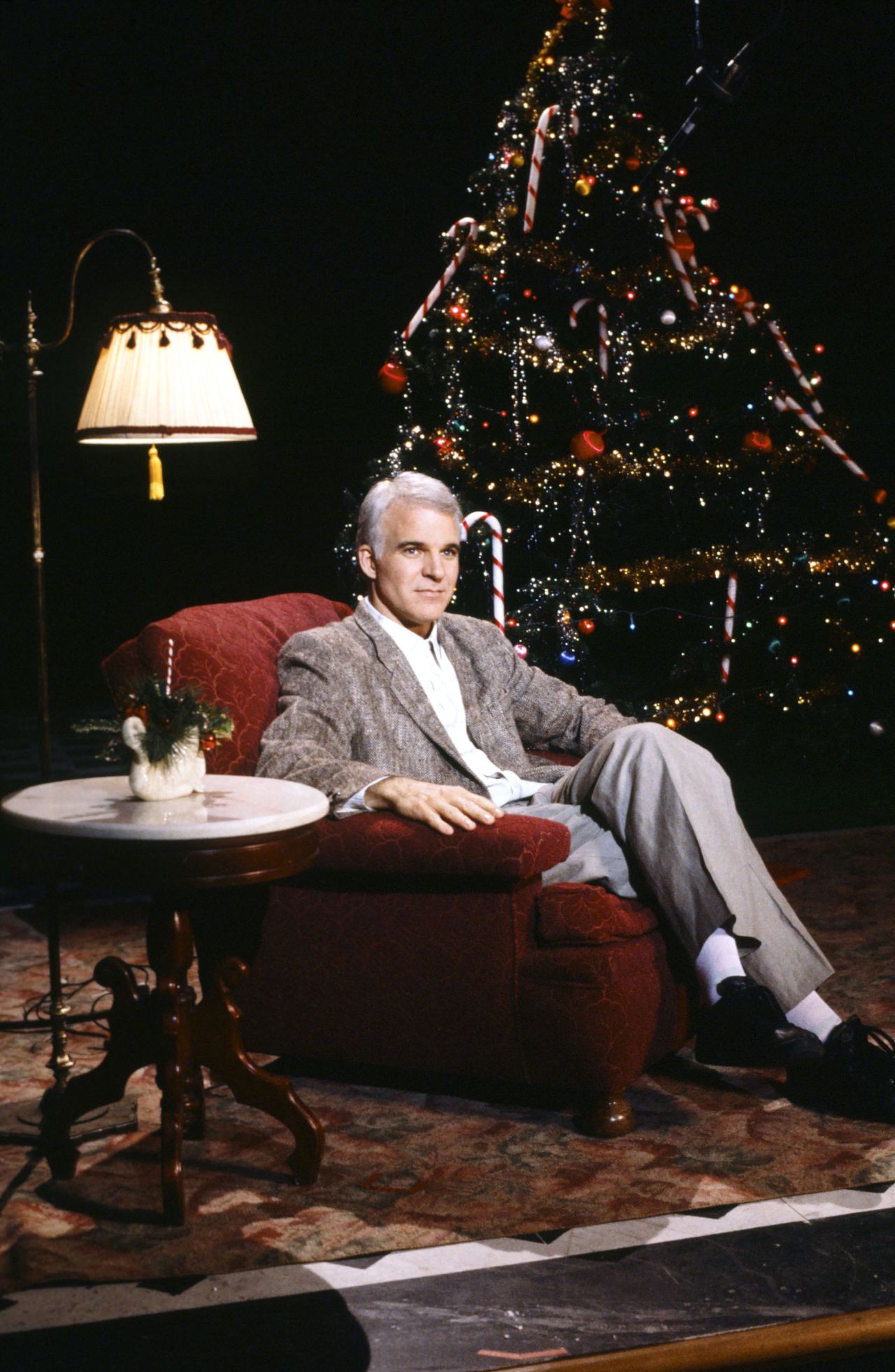 Martin puts a spin on traditional Christmas lists in his "A Holiday Wish" skit in 1986.