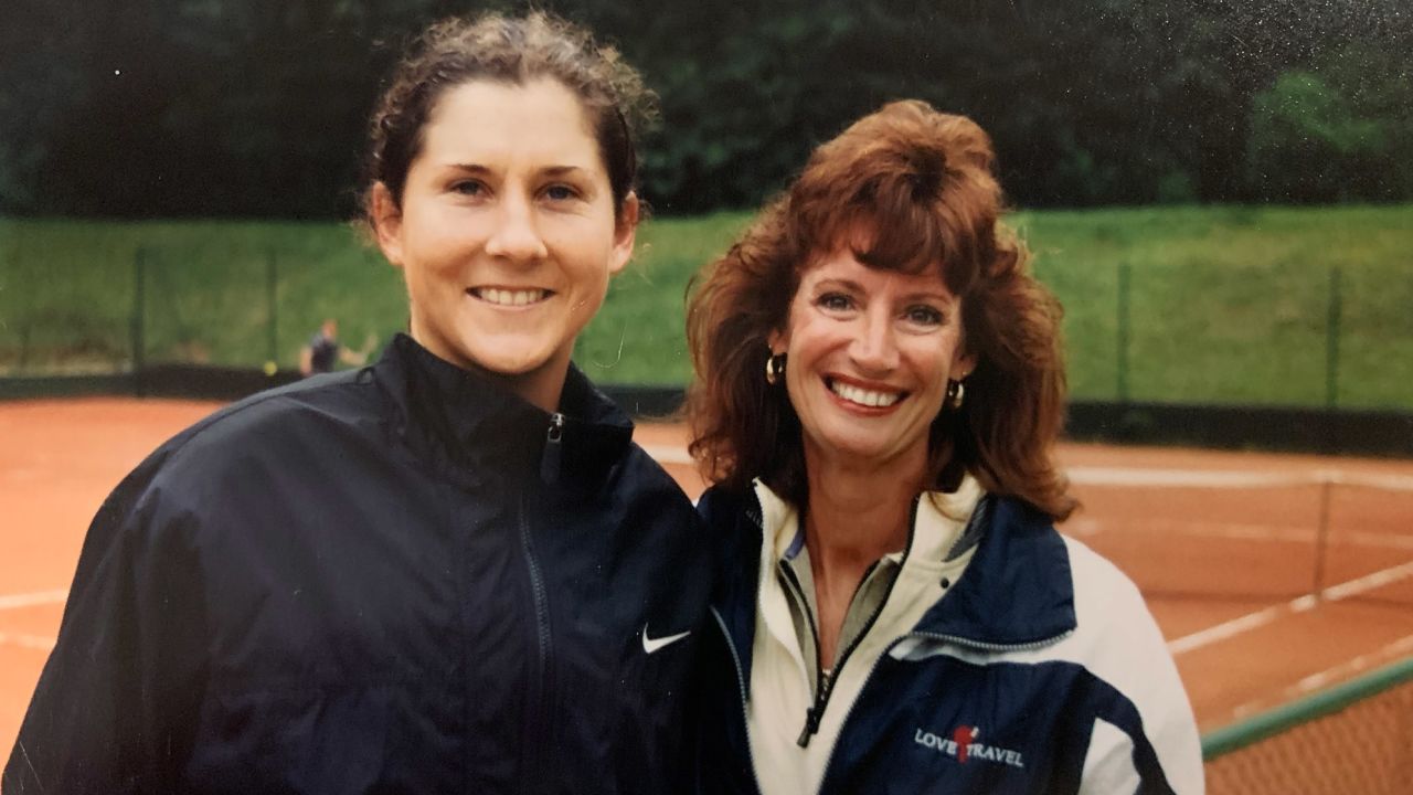 A younger Tracy Peck, right, with tennis star Monica Seles in this snapshot from Peck's 1999 trip to Paris.