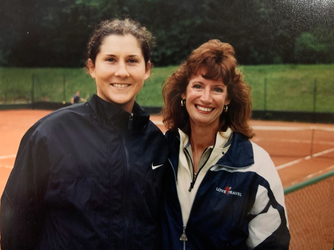 A younger Tracy Peck, right, with tennis star Monica Seles in this snapshot from Peck's 1999 trip to Paris.