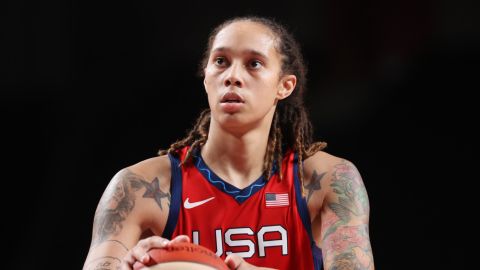 She prepares to throw a free throw against Nigeria during the second half of the women's qualifying Group B match on Day 4 of the Tokyo 2020 Olympic Games at Saitama Super Arena in Saitama, Saitama, Japan, July 27, 2021. US player Britney Griner.