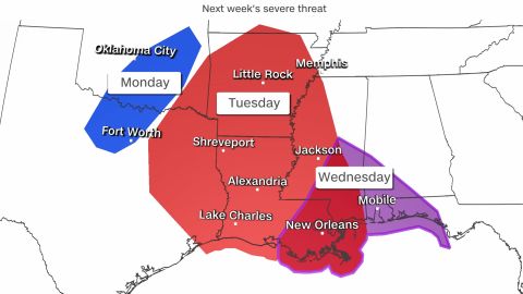 A large storm that will bring several feet of snow, heavy rain and possible tornadoes