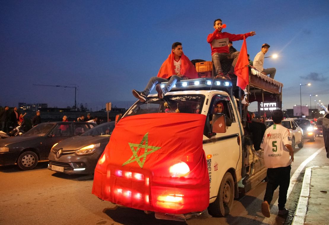 Morrocan fans celebrate in Casablanca.