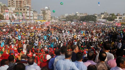 Supporters of the opposition Bangladesh Nationalist Party (BNP) at the mass rally in Dhaka on December 10, 2022.
