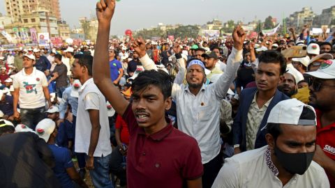 Supporters of Bangladesh's opposition party protest against the government of Prime Minister Sheikh Hasina on December 10, 2022.