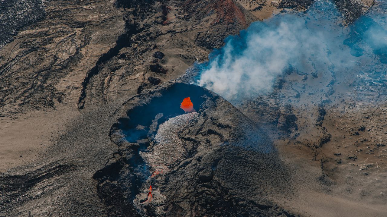 An aerial view of the Mauna Loa volcano erupting Friday in Hilo, Hawaii.