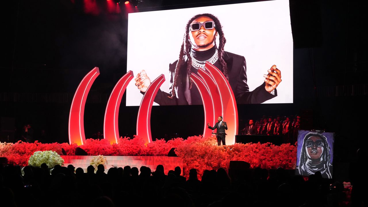 Mayor of Atlanta Andre Dickens spoke onstage during Takeoff's Celebration of Life in Atlanta.