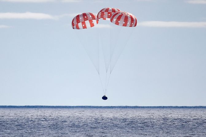 NASA's Orion capsule splashes down off the coast of Baja California, Mexico, on December 11 after a successful 25.5-day mission.