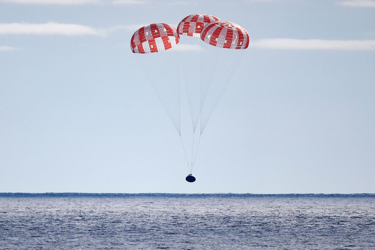 NASA's Orion capsule splashes down off the coast of Baja California, Mexico, on December 11 after a successful 25.5-day mission.