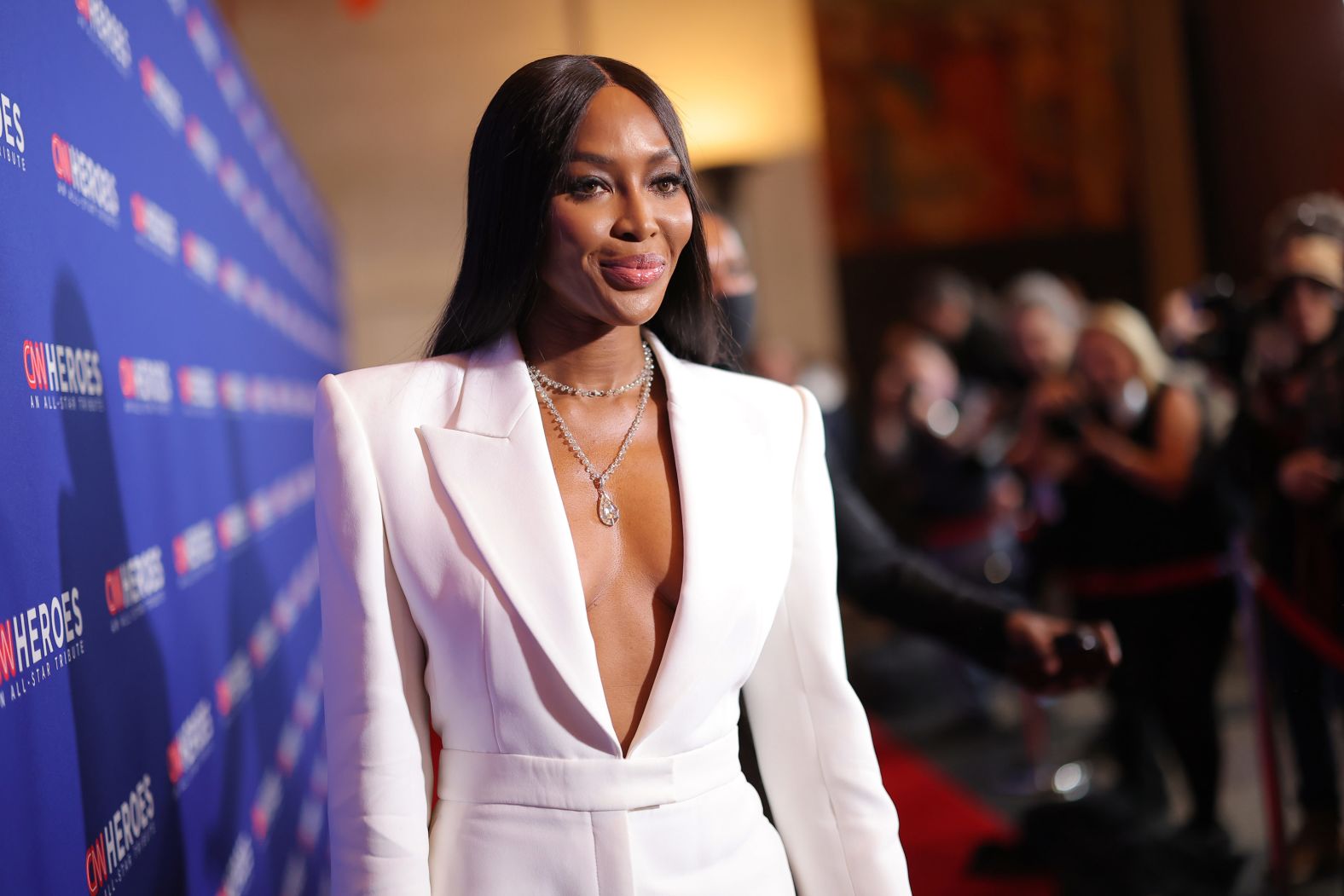 Naomi Campbell walks the red carpet. Campbell served as one of the event's presenters, honoring <a href="index.php?page=&url=https%3A%2F%2Fwww.cnn.com%2F2022%2F07%2F14%2Fworld%2Feducation-technology-recycling-kenya-poverty-cnnheroes%2Findex.html" target="_blank">Nelly Cheboi</a>.