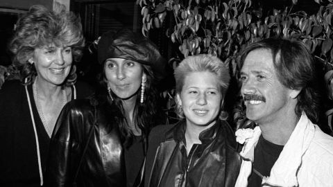 Georgia Holt, Cher, Chastity Bono and Sonny Bono sighted on April 27, 1983 at Bono's Restaurant in Hollywood, California. 