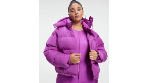 underscored Good American Iridescent Puffer Jacket With Removable Hood