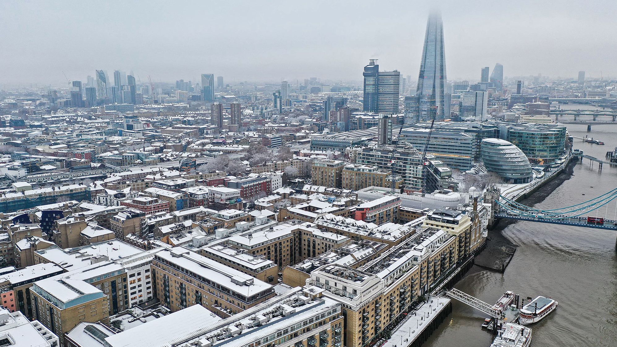 Snow hit London on Sunday evening and continued into Monday.