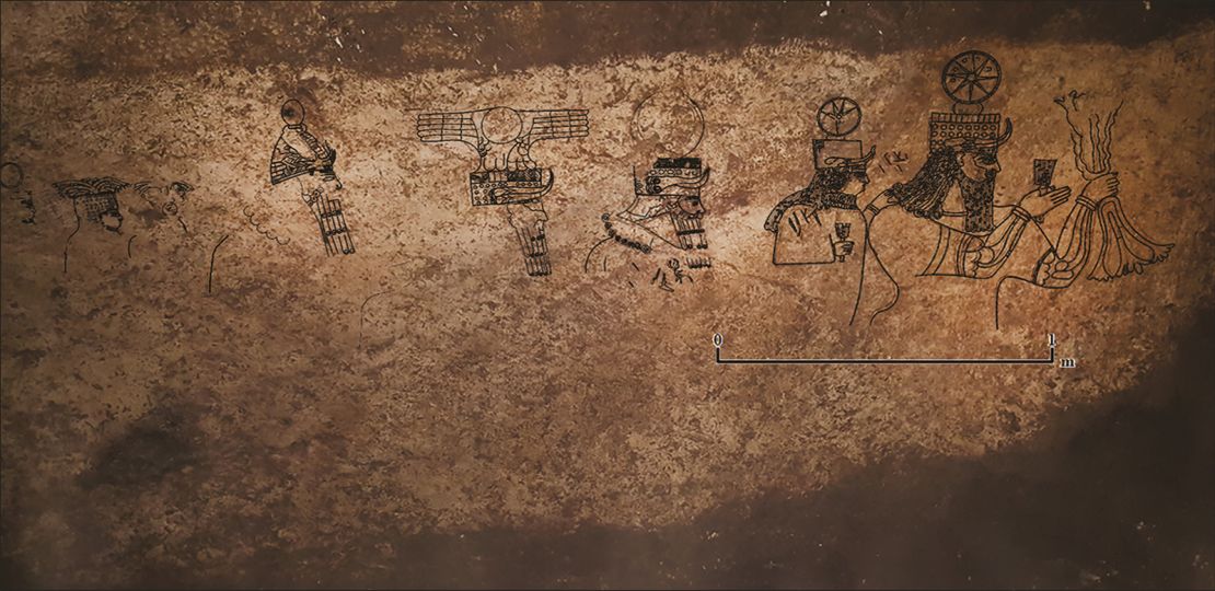 Figurative works from 9th-century BC showing a procession of gods.