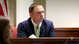 Aaron Dean takes the stand to testify on Monday, Dec. 12, 2022, during his trial for the murder of Atatiana Jefferson in Fort Worth, Texas. 
