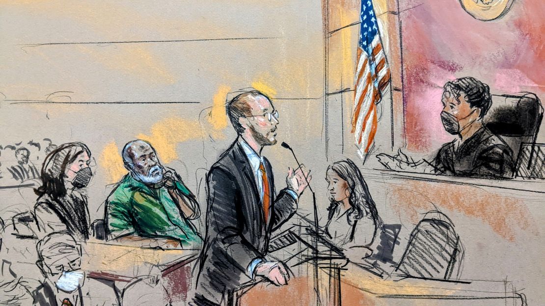 Lockerbie bombing suspect Abu Agila Mohammad Mas'ud Kheir Al-Marimi, seated in green, appeared in federal court in Washington, DC, on Monday, December 12.