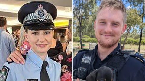 Constable Rachel McCrow (left) and Constable Matthew Arnold were shot dead, according to police.