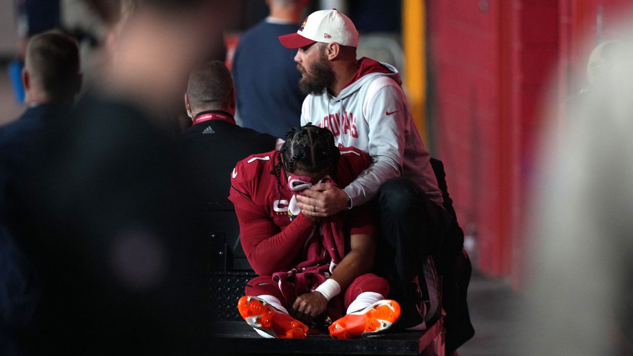 A devastated Kyler Murray was tended to and removed from the field after a non-contact injury early in the first quarter.