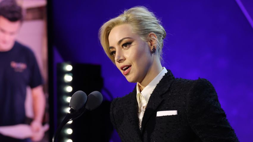 NEW YORK, NEW YORK - DECEMBER 11: Aubrey Plaza speaks onstage during the 16th annual CNN Heroes: An All-Star Tribute at the American Museum of Natural History on December 11, 2022 in New York City. (Photo by Mike Coppola/Getty Images for CNN)