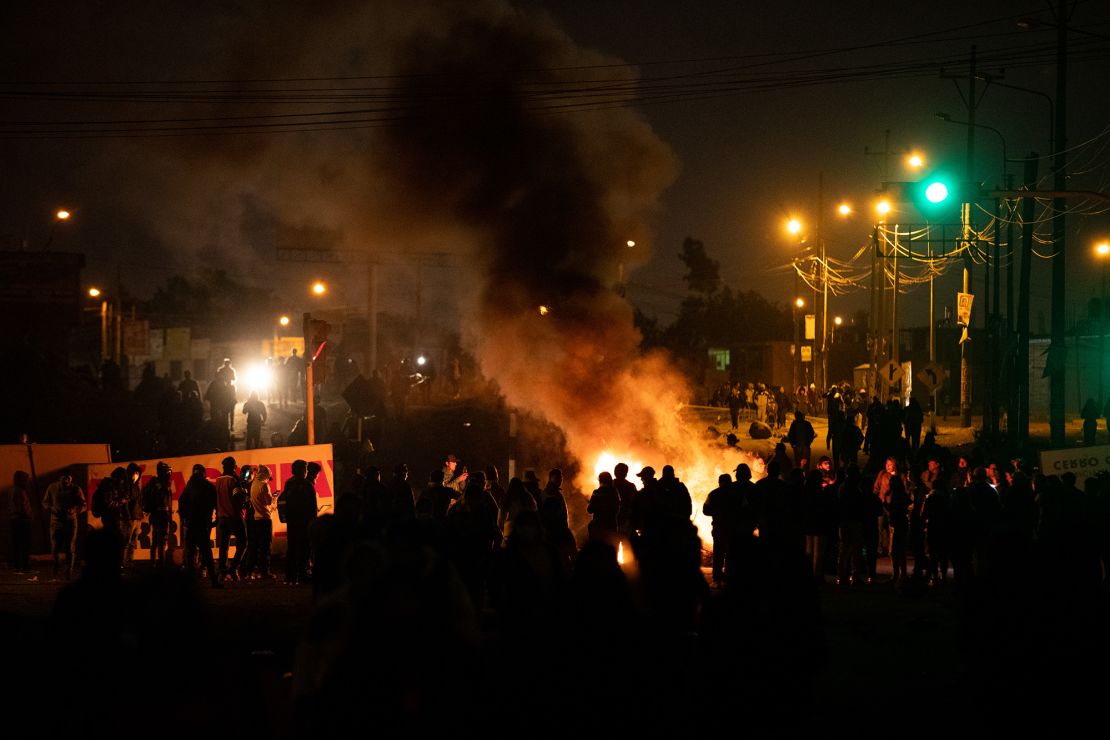 Protests in Arequipa, southern Peru, on Monday.