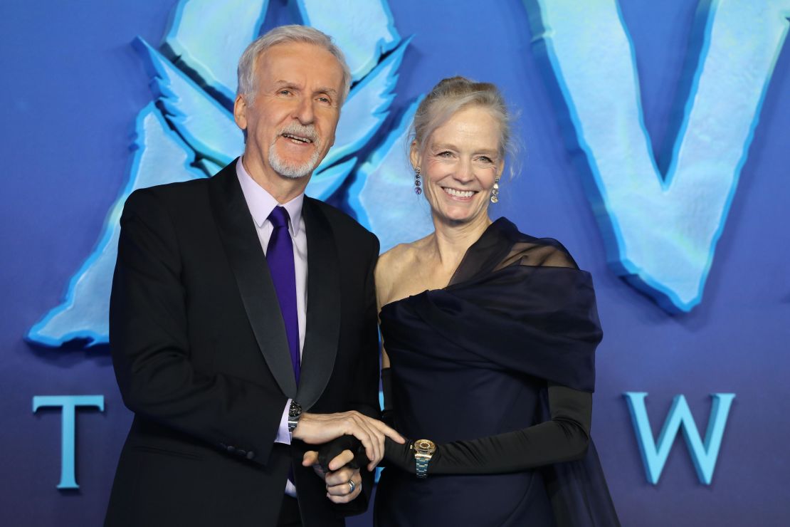 James Cameron and Suzy Amis Cameron attend the "Avatar: The Way Of Water" world premiere at in London. 