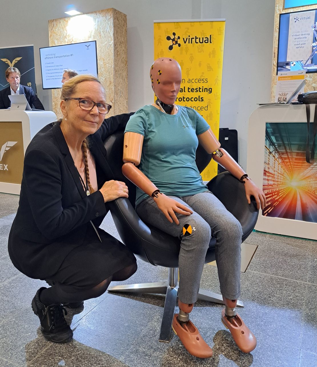 Car companies are only required to test vehicle safety using "male" crash dummies. Swedish engineer Dr Astrid Linder has created a "female" crash test dummy. 